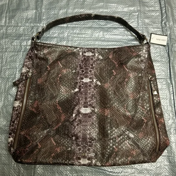 ☃️🚨Nine West mixed print large shoulder bag with side zippers - Picture 1 of 8